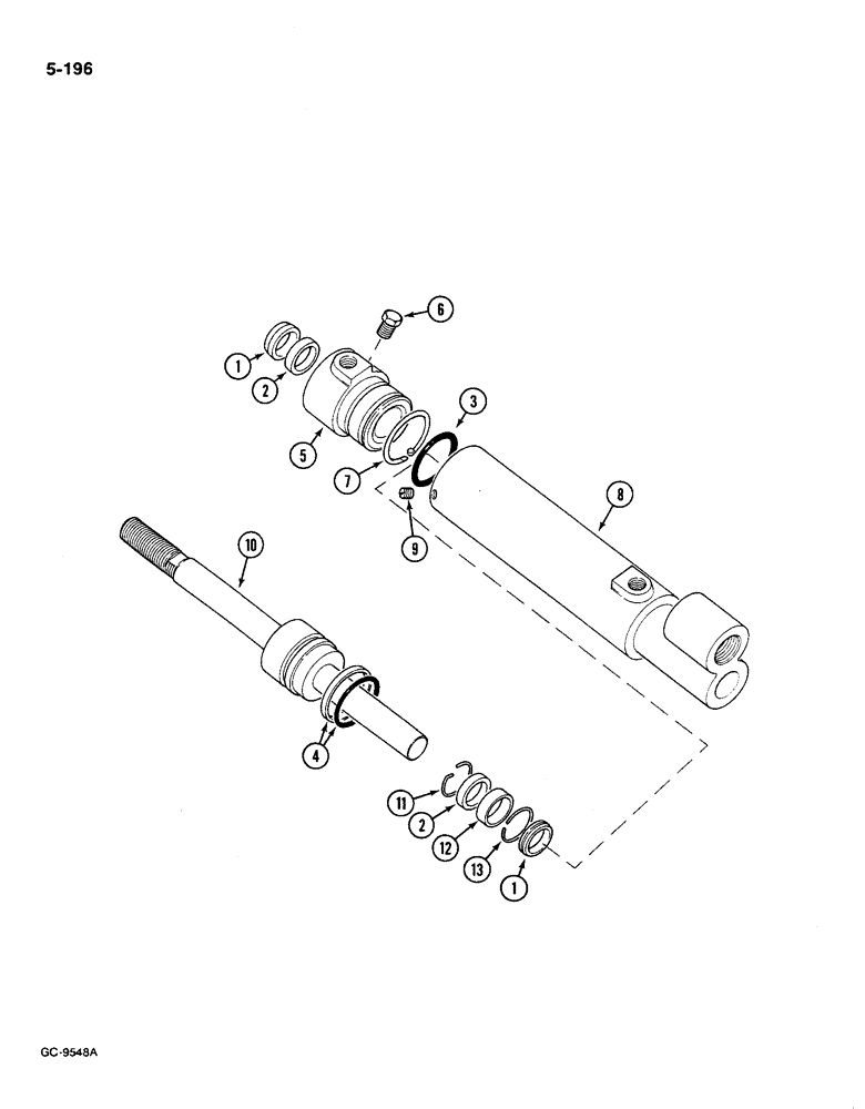 Схема запчастей Case IH 585 - (5-196) - STEERING CYLINDER, 4 WHEEL DRIVE PRIOR TO P.I.N. 18001 (05) - STEERING