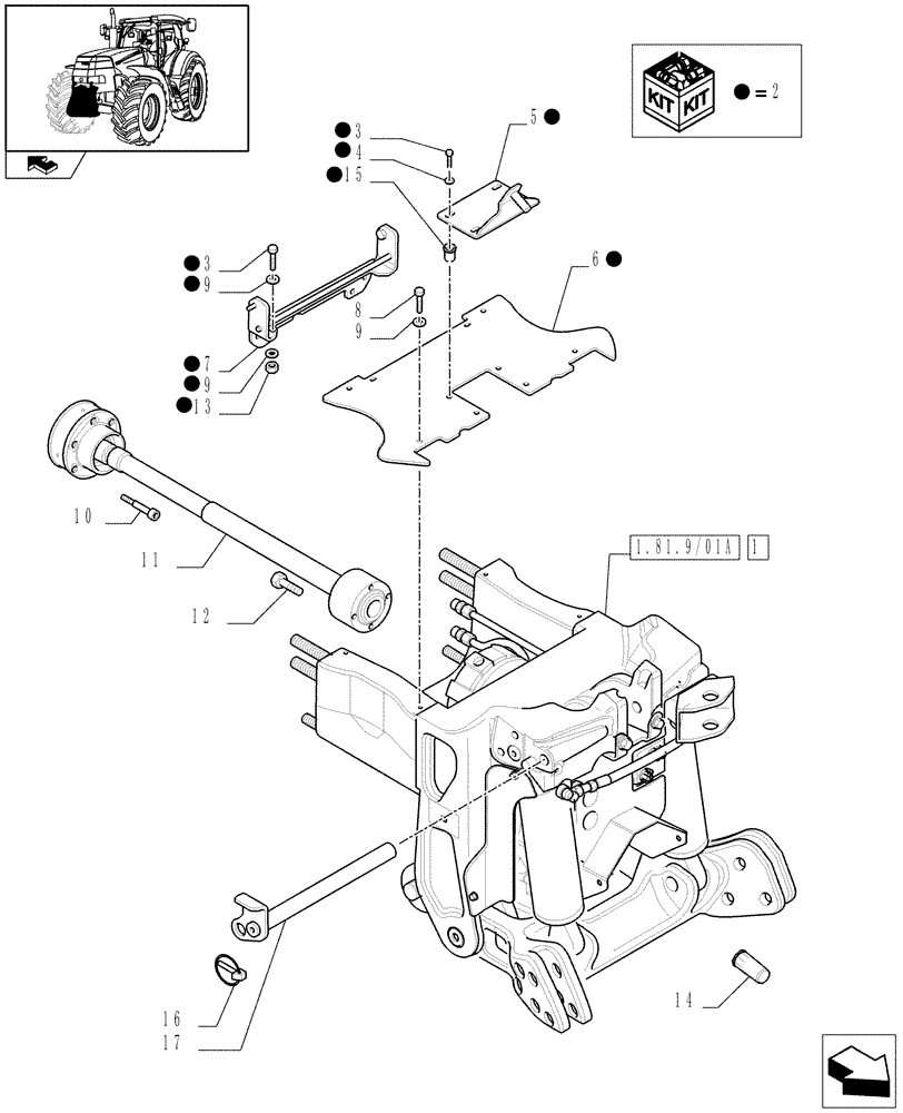 Схема запчастей Case IH PUMA 195 - (1.81.9/01[01]) - (VAR.089/02) FRONT HPL WITH PTO, LESS AUX. COUPLERS - C6897 (07) - HYDRAULIC SYSTEM