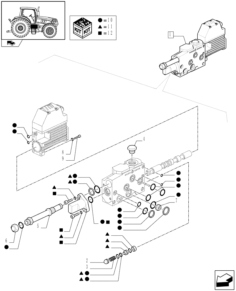 Схема запчастей Case IH PUMA 195 - (1.82.7/05E) - VALVE CONTROL - BREAKDOWN (07) - HYDRAULIC SYSTEM