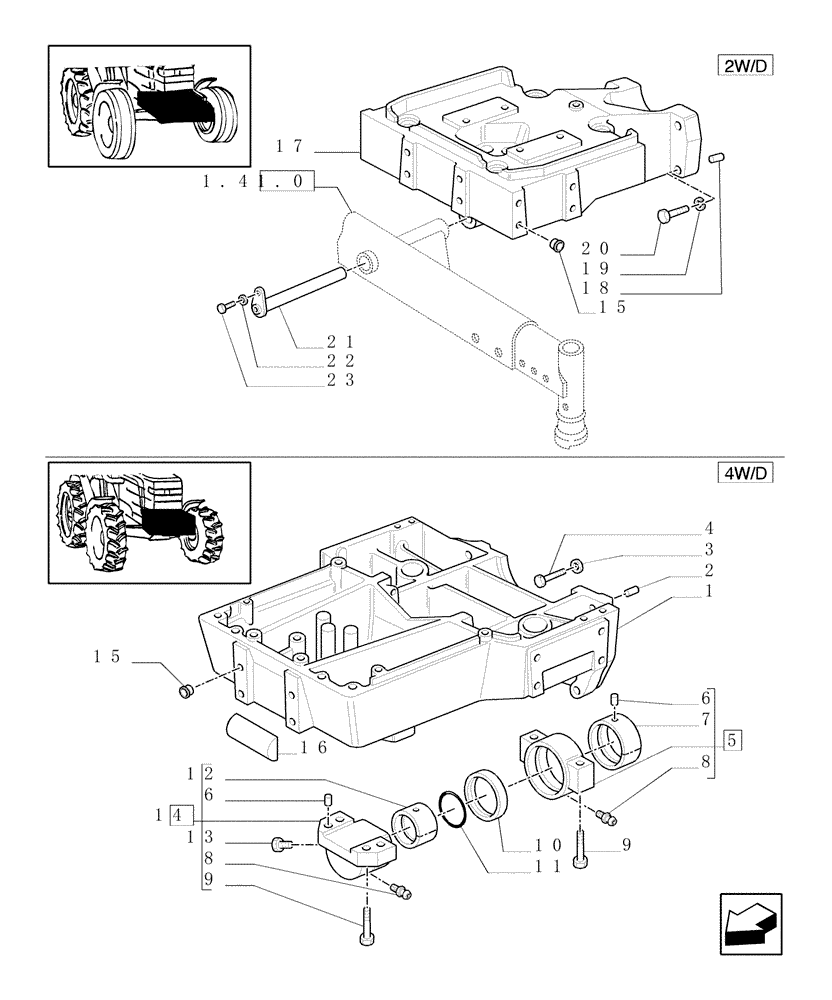 Схема запчастей Case IH JX80U - (1.21.1) - AXLE FASTENING FRONT SUPPORT (03) - TRANSMISSION