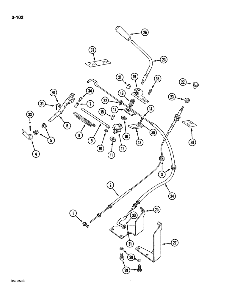 Схема запчастей Case IH 585 - (3-102) - GOVERNOR AND FUEL SHUT OFF CONTROL, WITH CAB (03) - FUEL SYSTEM