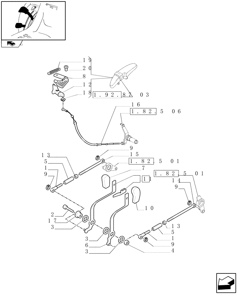 Схема запчастей Case IH FARMALL 105V - (1.92.82[01]) - HYDRAULIC LIFT OUTER CONTROLS, "LIFT-O-MATIC" - L/CAB (10) - OPERATORS PLATFORM/CAB