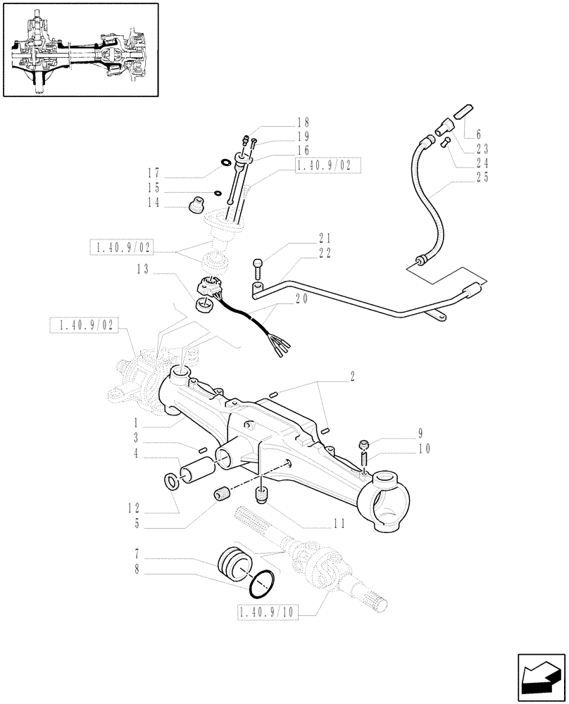 Схема запчастей Case IH MXM140 - (1.40.9/01) - (VAR.519-520) CLASS 4 4WD FRONT AXLE WITH SUSPENSIONS AND "TERRALOCK" - BOX (04) - FRONT AXLE & STEERING