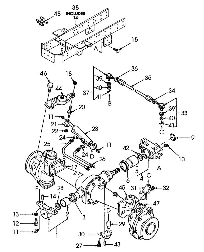 Схема запчастей Case IH FARMALL 45 - (04.05) - FRONT AXLE & STEERING W/FWD (04) - FRONT AXLE & STEERING