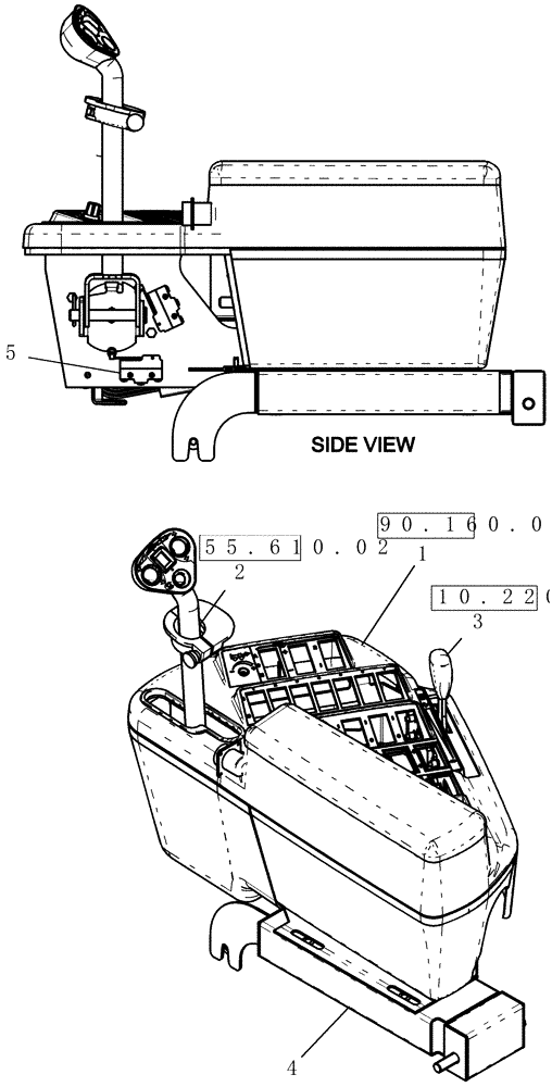 Схема запчастей Case IH 3230 - (90.160.08) - RH CONSOLE GROUP PACKAGE - END YEAR 01/2009 (90) - PLATFORM, CAB, BODYWORK AND DECALS