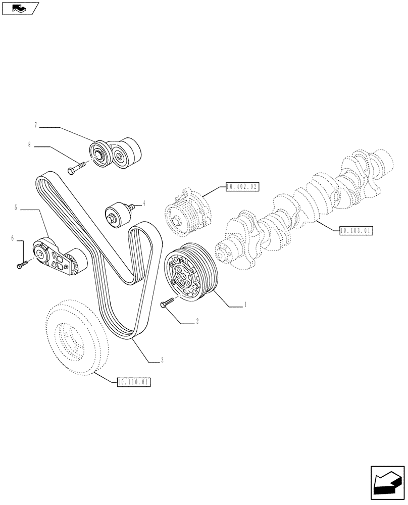 Схема запчастей Case IH F3BFA614E E007 - (10.114.01) - BELT PULLEY DRIVE & COVER (504087154-5801465774) (10) - ENGINE