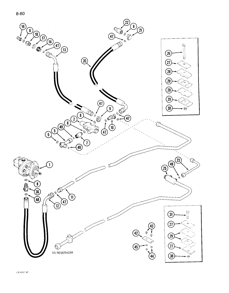 Схема запчастей Case IH 1640 - (8-080) - REEL DRIVE SYSTEM, P.I.N. JJC0097190 AND AFTER (07) - HYDRAULICS