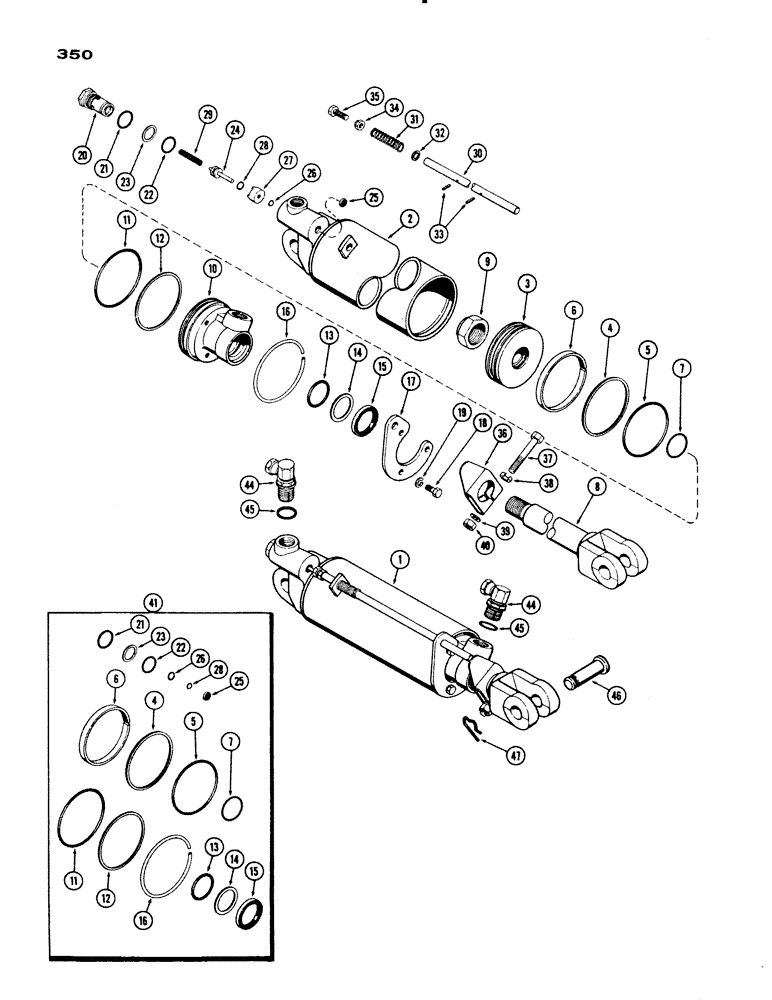 Схема запчастей Case IH 730 SERIES - (350) - A34923 HYDRAULIC CYLINDER, 4 X 8, WITH HYDRAULIC LIMIT STOP (08) - HYDRAULICS