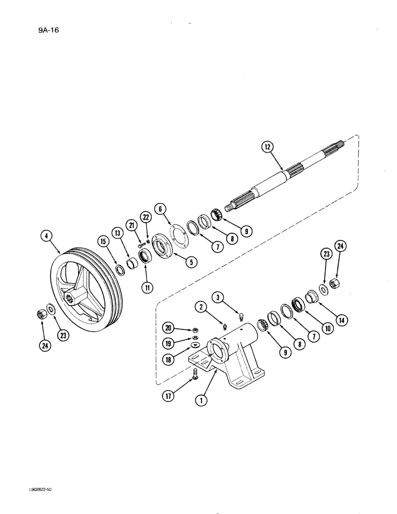 Схема запчастей Case IH 1620 - (9A-16) - JACKSHAFT BEARING BLOCK (13) - FEEDER