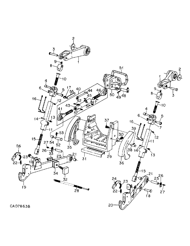 Схема запчастей Case IH 3088 - (09-11) - FRAME, THREE POINT HITCH, CATEGORY III, WITH CAM SWAY LIMITER AND CLAW LOWER LINKS (12) - FRAME