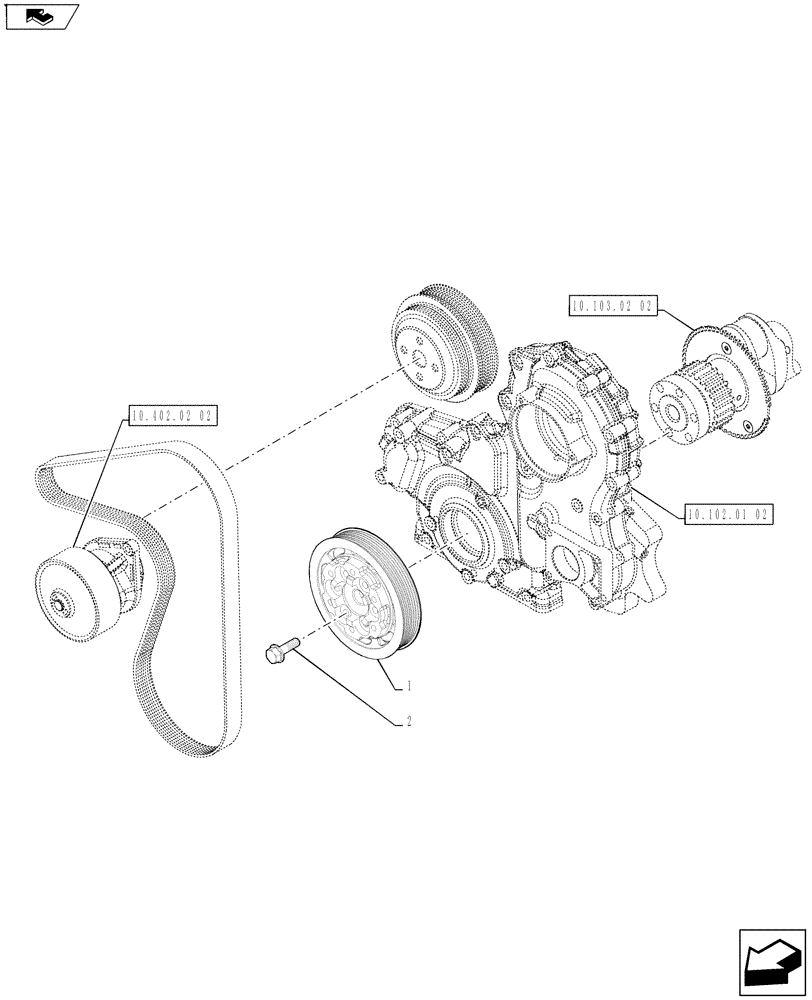 Схема запчастей Case IH FARMALL 75A - (10.103.01[02]) - PULLEY - CRANKSHAFT (10) - ENGINE