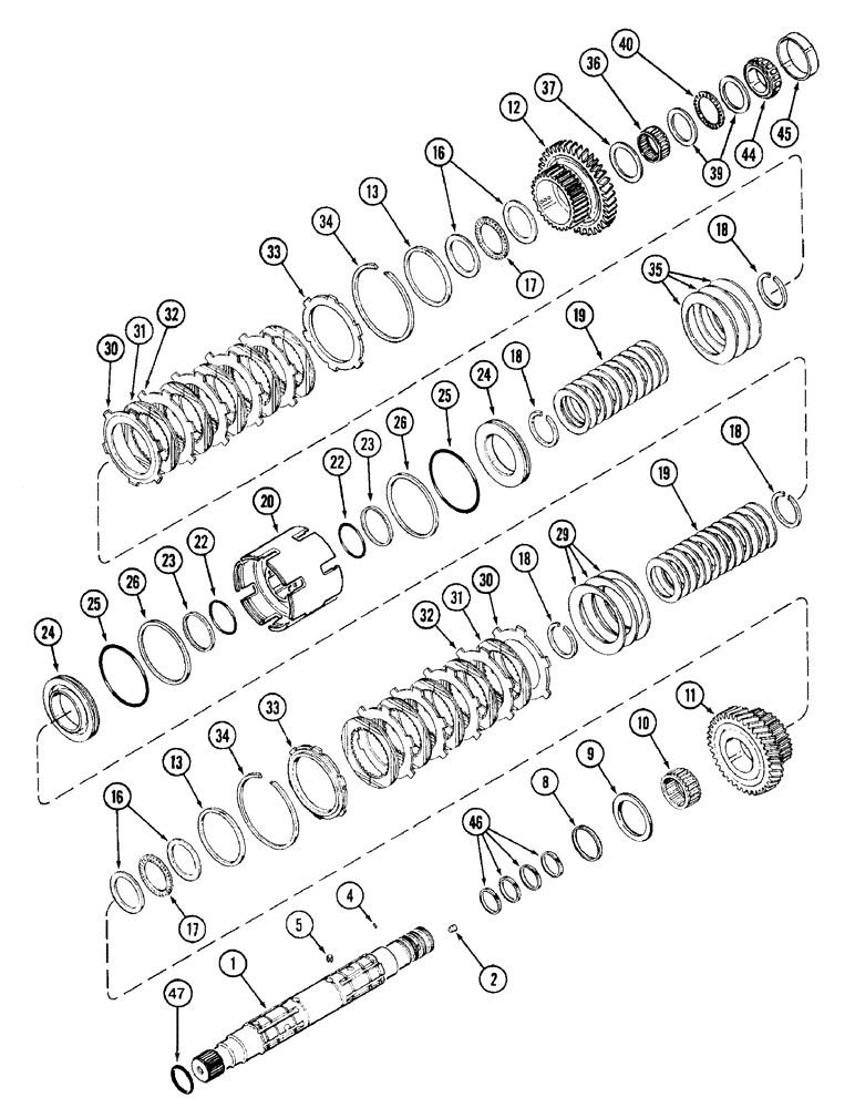 Схема запчастей Case IH 7220 - (6-014) - TRANSMISSION SPEED, OUTPUT SHAFT AND FRONT CLUTCH (06) - POWER TRAIN