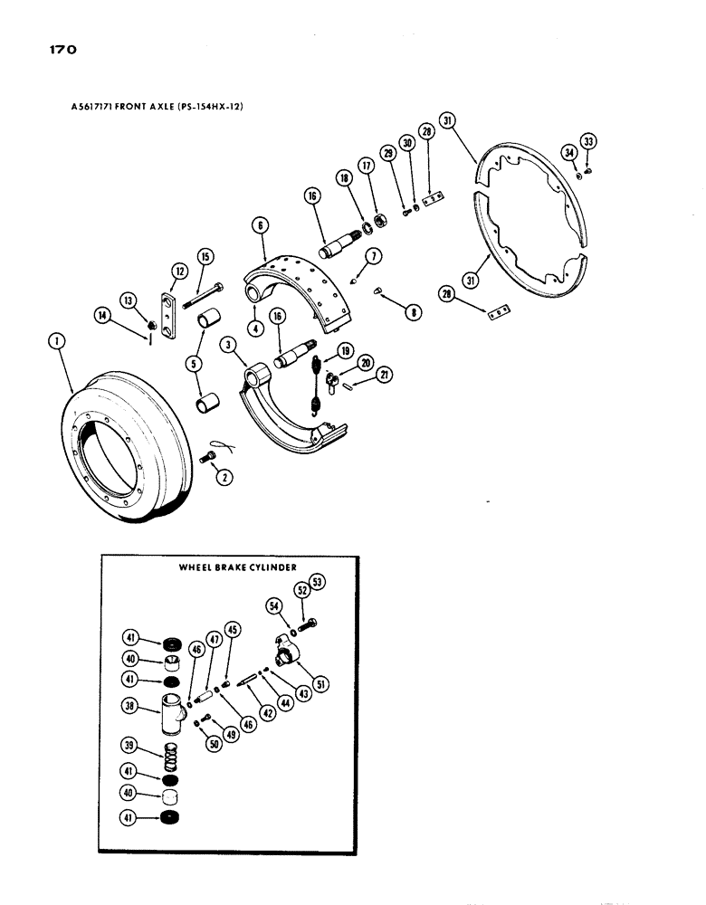 Схема запчастей Case IH 1200 - (170) - A56171 FRONT AXLE BRAKES, 19.03 RATIO WITH CONSTANT VELOCITY JOINT (06) - POWER TRAIN