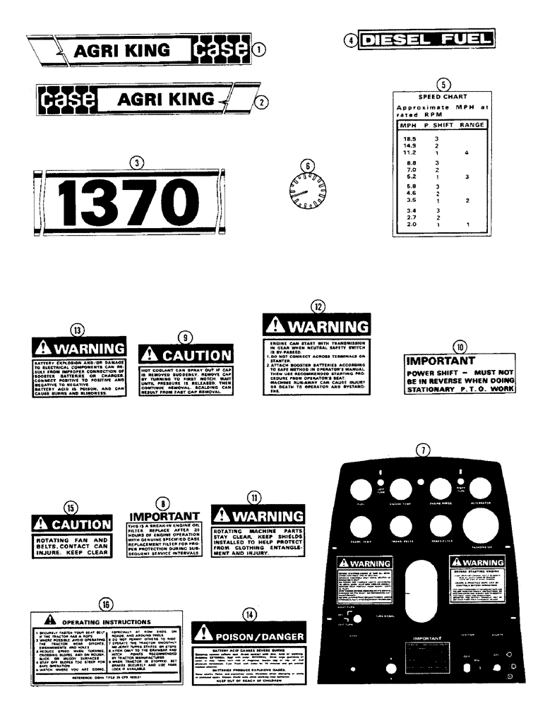 Схема запчастей Case IH 1370 - (440) - DECALS, FIRST USED P.I.N. 8797501 (09) - CHASSIS/ATTACHMENTS