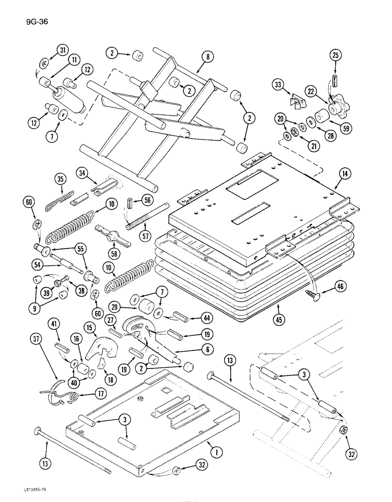 Схема запчастей Case IH 1680 - (9G-36) - SEAT ASSEMBLY, MECHANICAL SUSPENSION, SEARS SEAT, P.I.N. JJC0115001 & AFTER (10) - CAB & AIR CONDITIONING