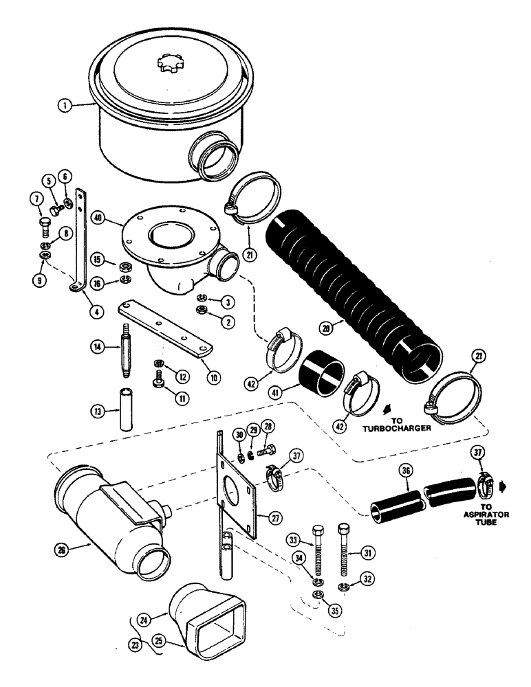 Схема запчастей Case IH 2470 - (014) - AIR INDUCTION SYSTEM, 504BDT DIESEL ENGINE (02) - ENGINE