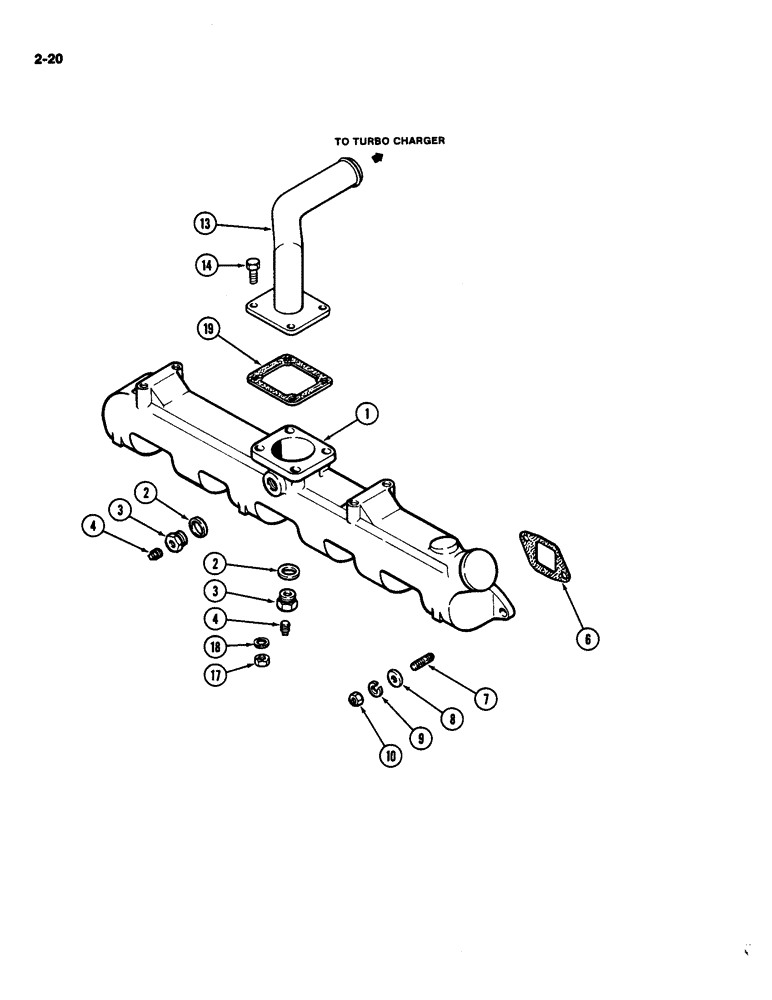 Схема запчастей Case IH 4490 - (2-020) - INTAKE MANIFOLD, 504BDT DIESEL ENGINE (02) - ENGINE