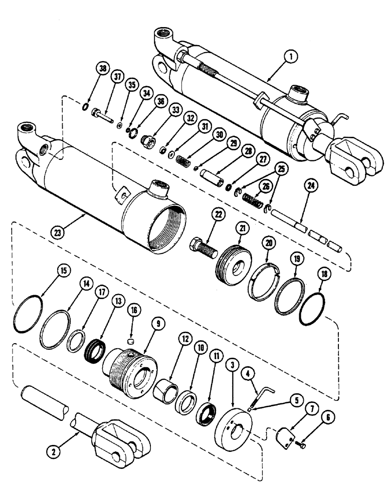 Схема запчастей Case IH 2390 - (8-294) - G33769 REMOTE HYDRAULIC CYLINDER, 4" BORE (101.6 MM) X 8" STORKE (203.2 MM) (08) - HYDRAULICS