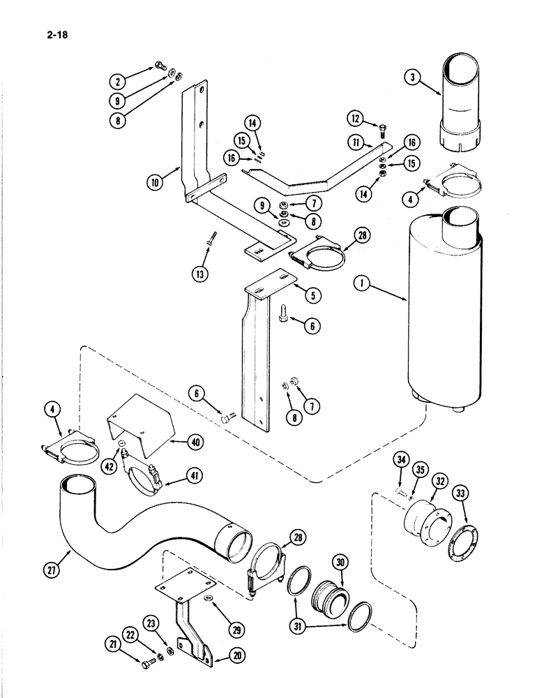 Схема запчастей Case IH 4894 - (2-18) - EXHAUST TUBE AND MUFFLER 674 CUBIC INCH DIESEL ENGINE (02) - ENGINE