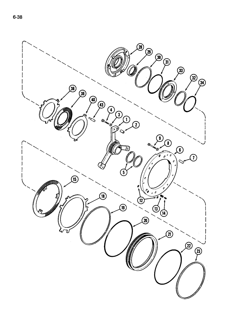 Схема запчастей Case IH 3394 - (6-38) - TRANSMISSION, DUAL RANGE (C5) AND (C6) CLUTCHES (06) - POWER TRAIN