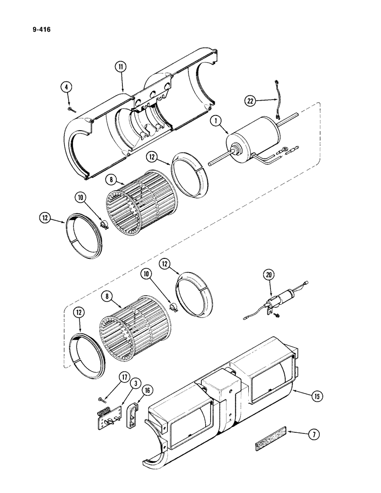 Схема запчастей Case IH 4994 - (9-416) - CAB, BLOWER ASSEMBLY (09) - CHASSIS/ATTACHMENTS