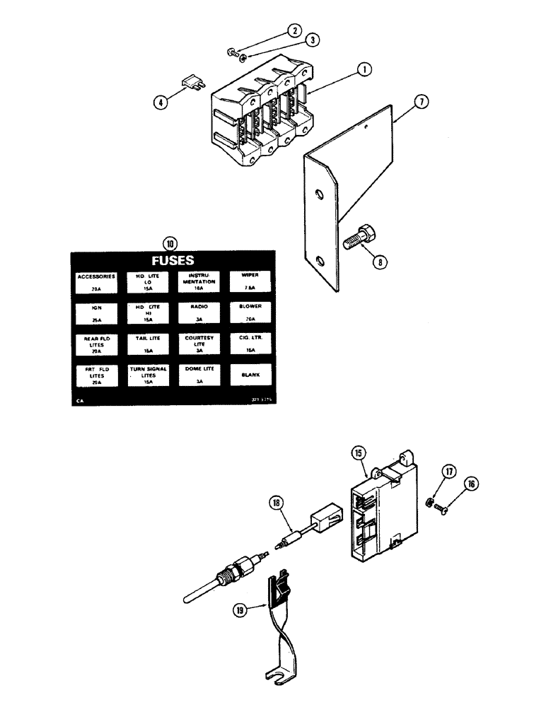 Схема запчастей Case IH 2590 - (4-076) - FUSES AND FUSE HOLDER, P.I.N. 8841101 AND AFTER (04) - ELECTRICAL SYSTEMS