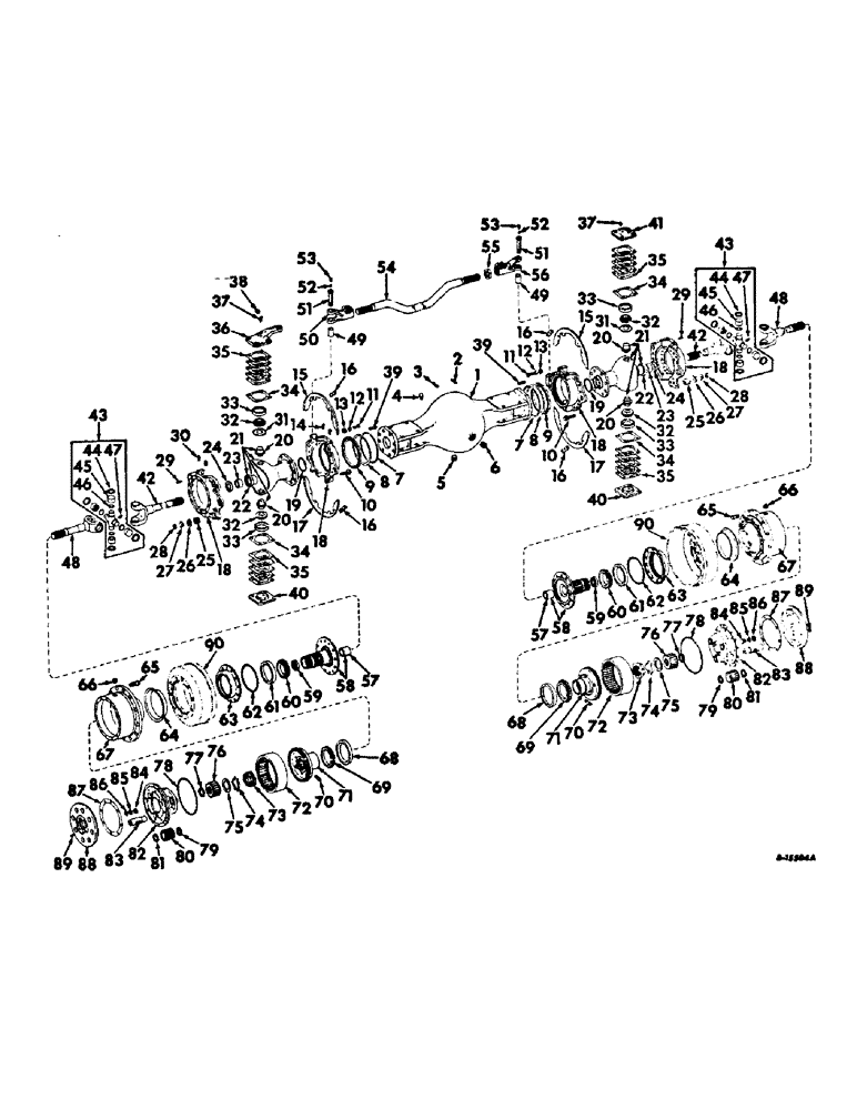 Схема запчастей Case IH 4186 - (07-20) - DRIVE TRAIN, FRONT AXLE AND CONNECTIONS, LESS DIFFERENTIAL CARRIER AND BRAKES (04) - Drive Train