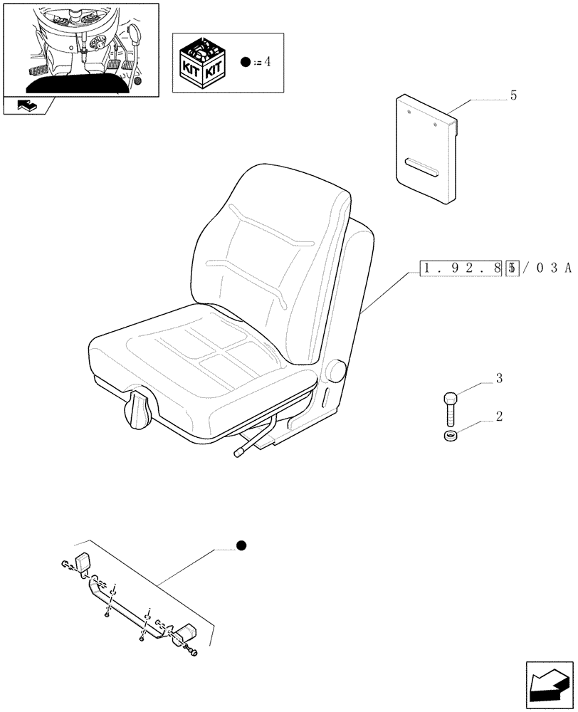 Схема запчастей Case IH FARMALL 65C - (1.92.85/03) - VINYL SEAT WITH RETRACTABLE BELTS AND SAFETY SWITCH - L/CAB (VAR.330157) (10) - OPERATORS PLATFORM/CAB