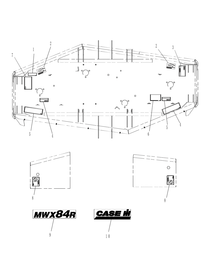 Схема запчастей Case IH 716733016 - (023) - DECALS - MWX84R, MW84R 