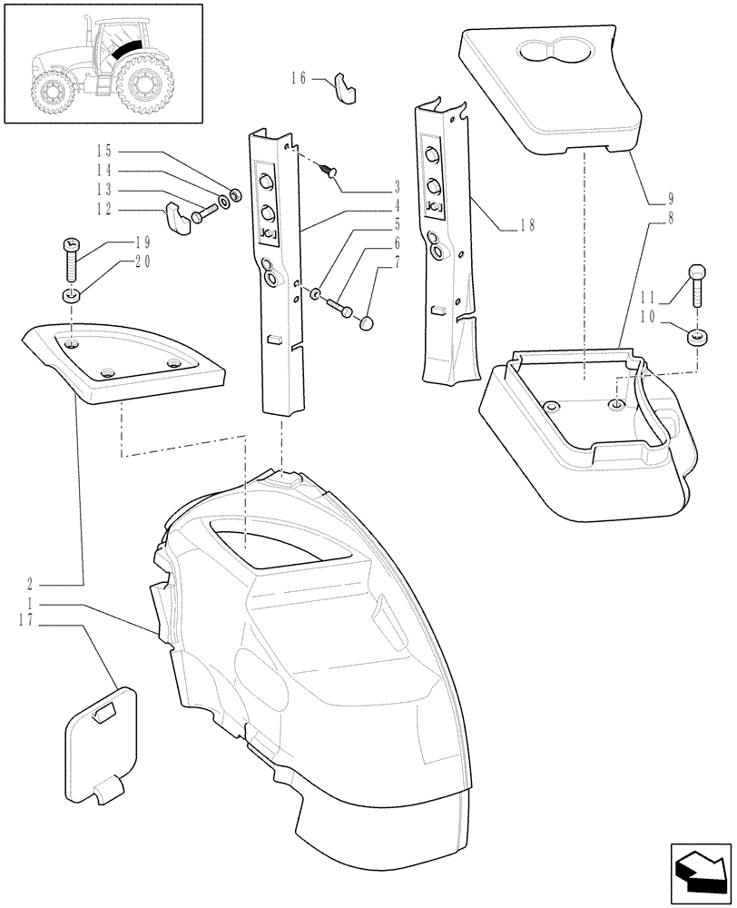 Схема запчастей Case IH PUMA 195 - (1.93.0[01]) - CONTROLS COVER - C6742 (10) - OPERATORS PLATFORM/CAB