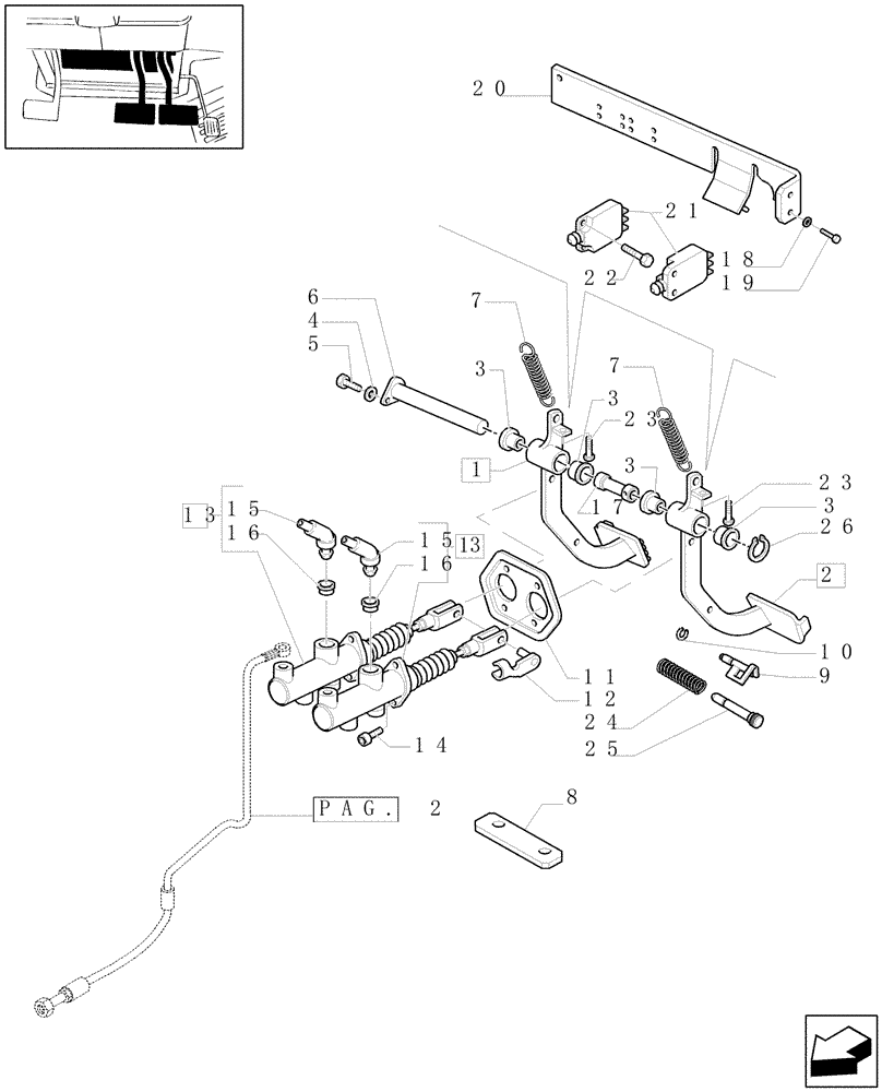 Схема запчастей Case IH MAXXUM 140 - (1.95.0[01]) - BRAKES PEDALS (10) - OPERATORS PLATFORM/CAB