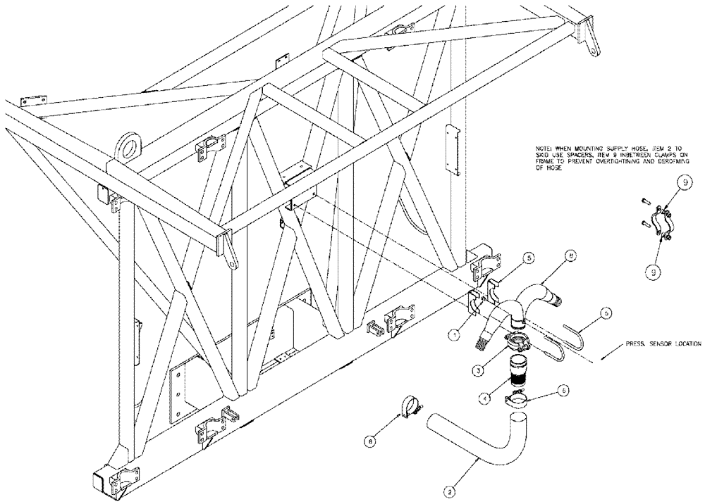 Схема запчастей Case IH 610 - (05-054) - MAST LIQUID PLUMBING FLOWMETER GROUP 3" Liquid Plumbing