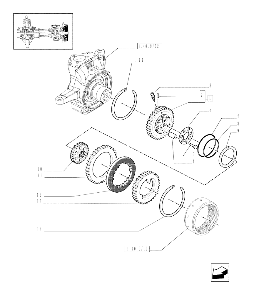 Схема запчастей Case IH MAXXUM 140 - (1.40. 9/14[01]) - (CL.4) FRONT AXLE W/MULTI-PLATE DIFF. LOCK, ST. SENSOR AND BRAKES - BRAKES (VAR.330430) (04) - FRONT AXLE & STEERING