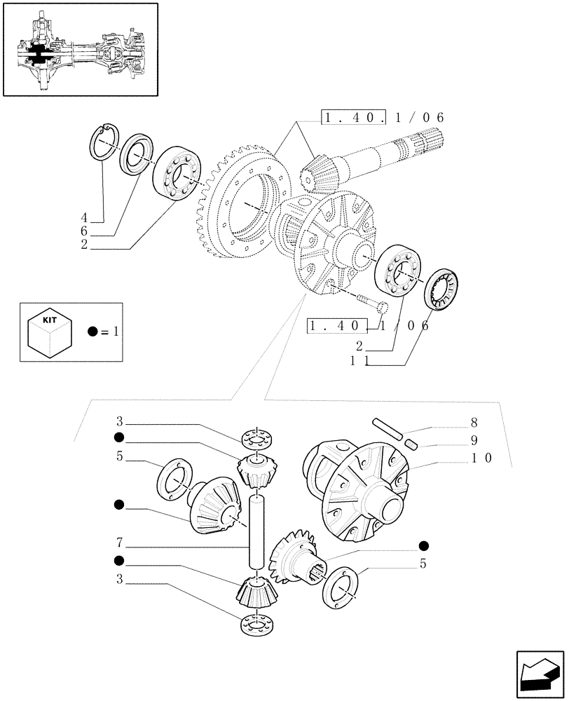 Схема запчастей Case IH MAXXUM 115 - (1.40. 1/07) - 4WD (CL.3) FRONT AXLE WITH DOG CLUTCH - DIFFERENTIAL (STANDARD) (04) - FRONT AXLE & STEERING