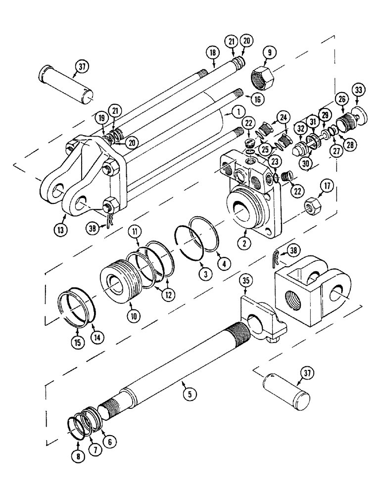 Схема запчастей Case IH 4500 - (8-072) - HYDRAULIC CYLINDER, WITH DUAL FRONT PORTS, 3-1/2 ID X 8 INCH STROKE, IH (08) - HYDRAULICS