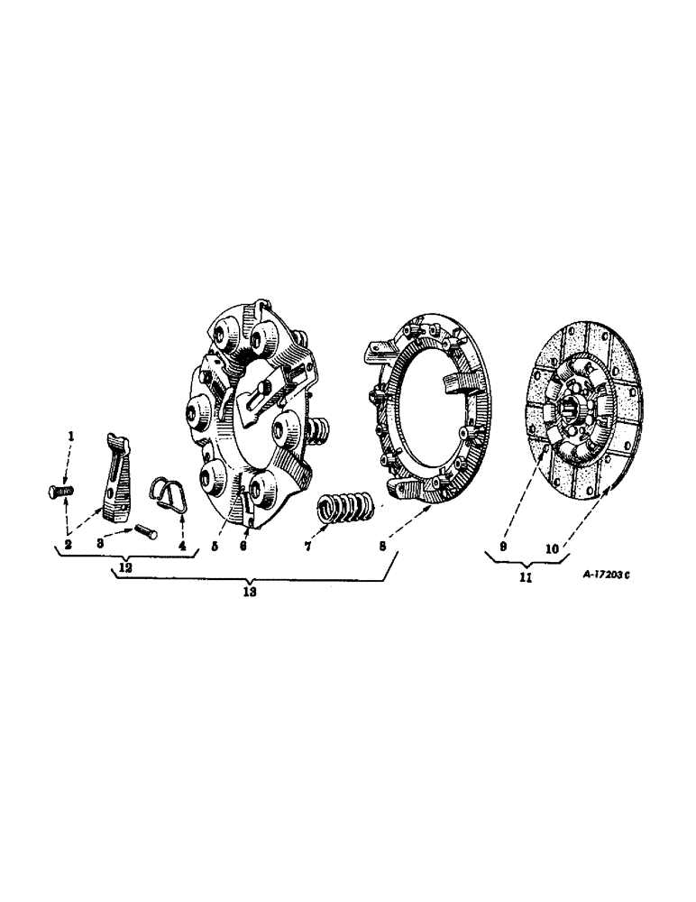 Схема запчастей Case IH 230 - (159) - CHASSIS, CLUTCH, ROCKFORD, FOR FARMALL 200 TRACTORS 501 TO 2288 (12) - CHASSIS