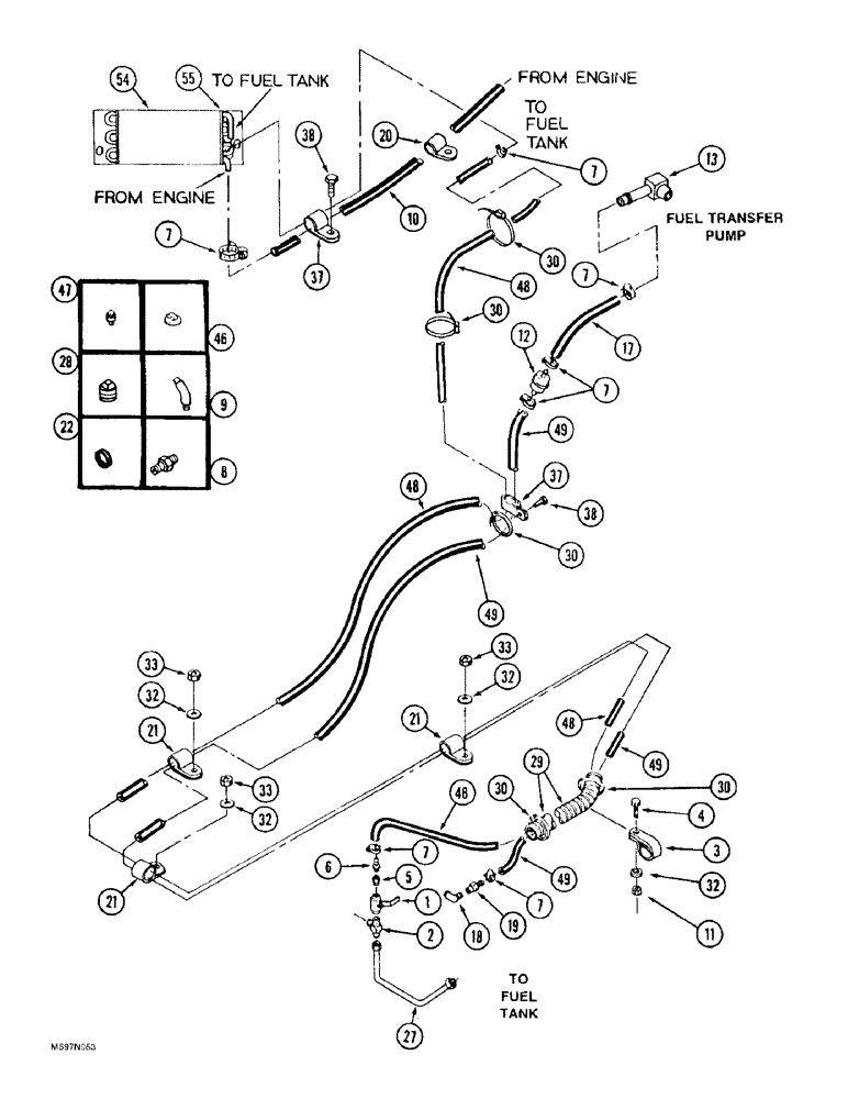 Схема запчастей Case IH 9330 - (3-032) - FUEL LINES, P.I.N. JEE0036501 AND AFTER (03) - FUEL SYSTEM