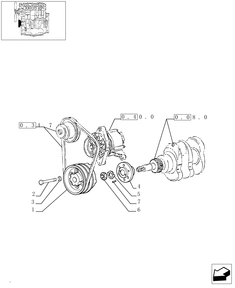 Схема запчастей Case IH JX85 - (0.08.4/01) - PULLEY AND HUB (01) - ENGINE