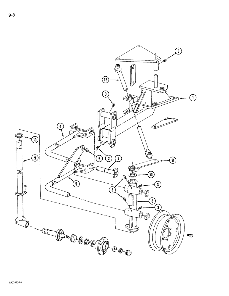 Схема запчастей Case IH 730 - (9-08) - REAR FURROW WHEEL 