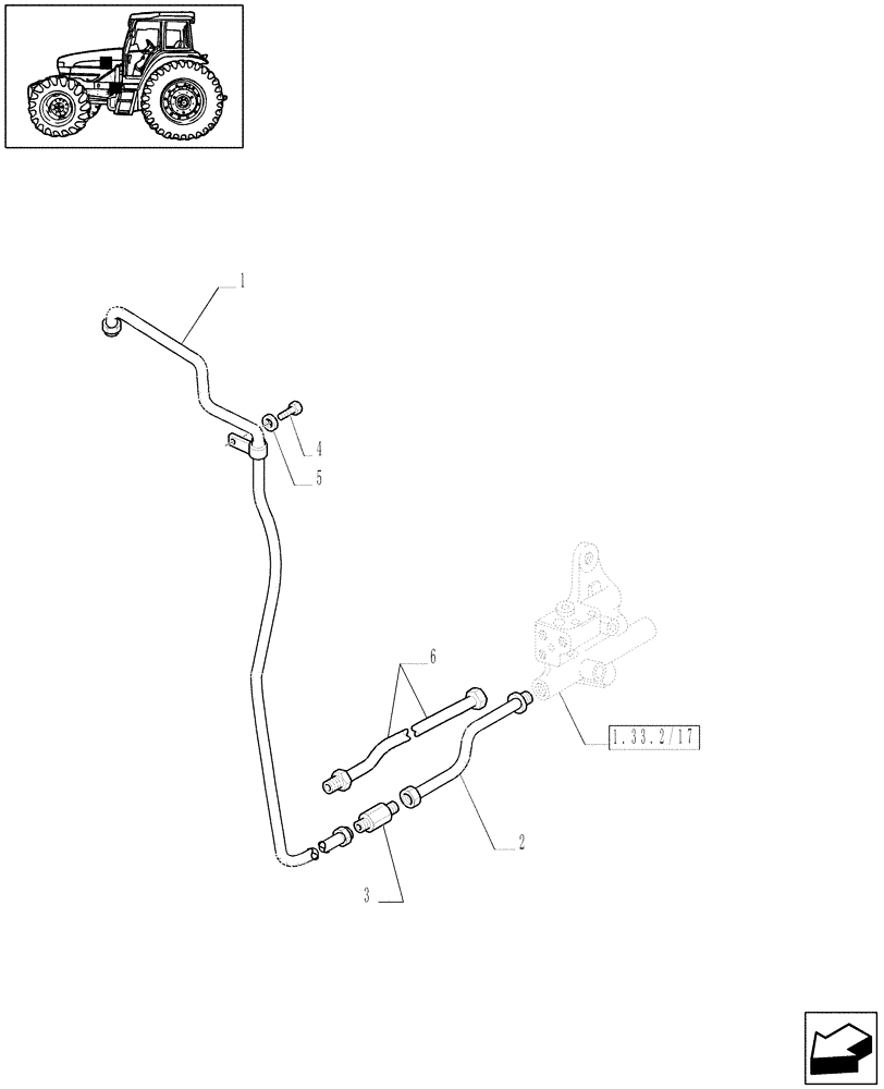 Схема запчастей Case IH JX1090U - (1.42.0/06) - (VAR.727) SYNCHRO MESH GEARED POWER TAKE -OFF 540 RPM - FILTER AND PIPES (04) - FRONT AXLE & STEERING