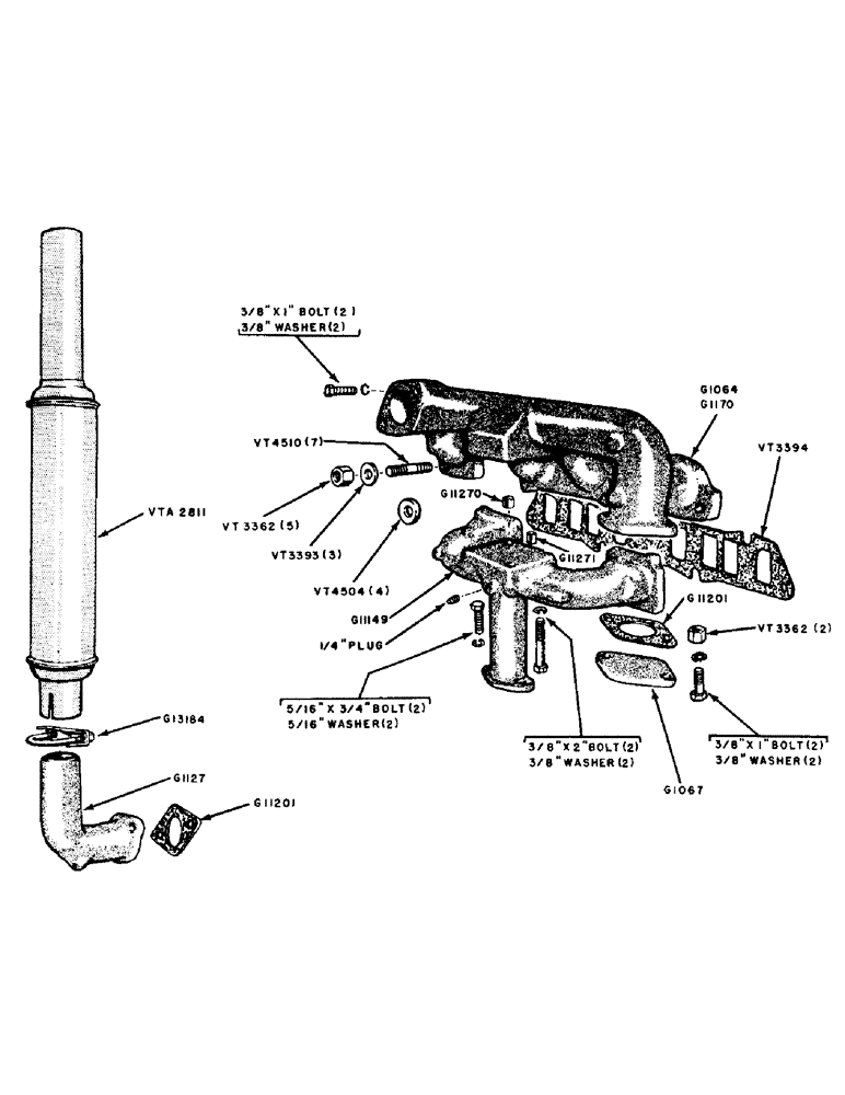 Схема запчастей Case IH 300-SERIES - (015) - SPARK IGNITION ENGINES, MANIFOLD AND UPRIGHT MUFFLER (02) - ENGINE