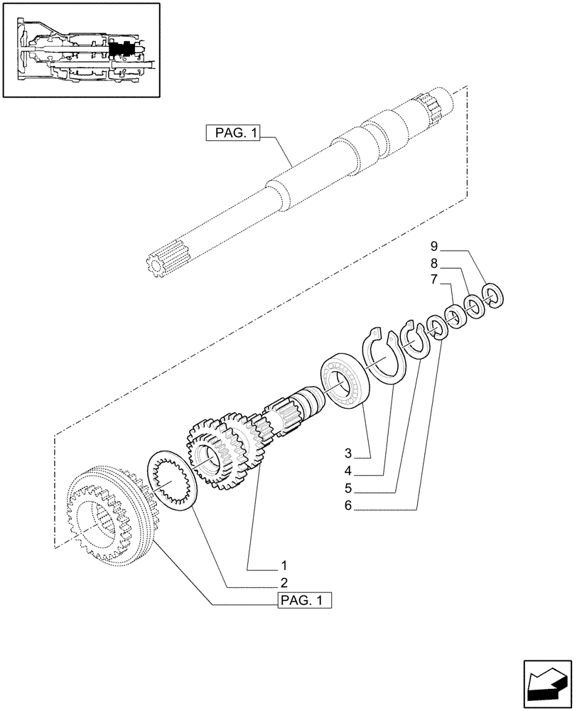 Схема запчастей Case IH JX1070C - (1.28.1[02]) - TRANSMISSION GEARS (03) - TRANSMISSION