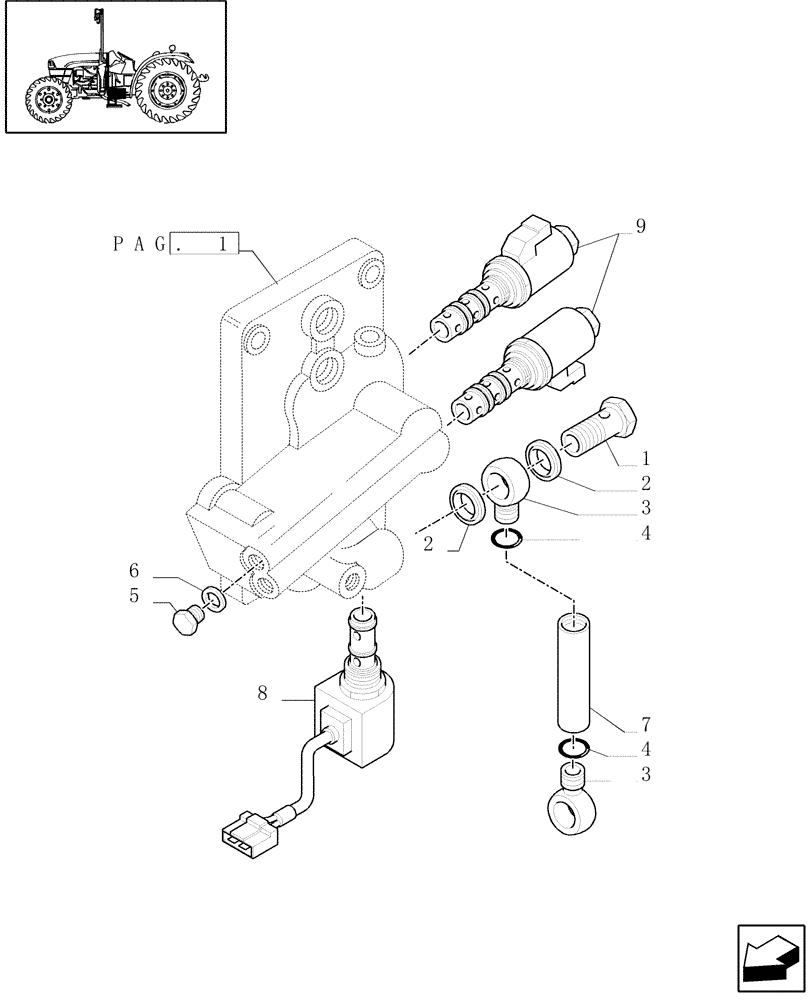 Схема запчастей Case IH JX1060C - (1.27.3/01[02]) - (VAR.138) NA - 8X8 (30KM/H) P. SHUTTLE FOR ADJUSTABLE COLUMN WITHOUT CAB - SOLENOID VALVES (03) - TRANSMISSION