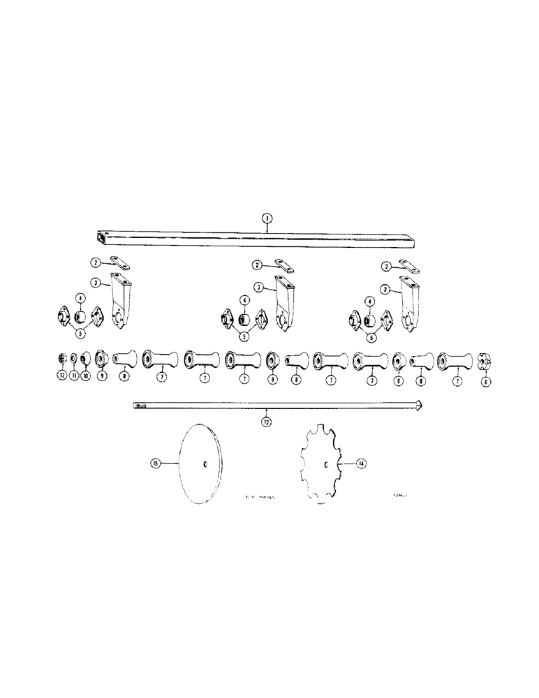 Схема запчастей Case IH B-SERIES - (24[1]) - REAR GANG B127, 7-1/4 INCH SPACING 