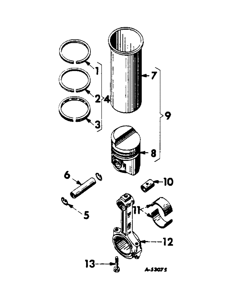 Схема запчастей Case IH 460 - (012) - CARBURETED ENGINE, CONNECTING RODS AND SLEEVE SETS (01) - ENGINE