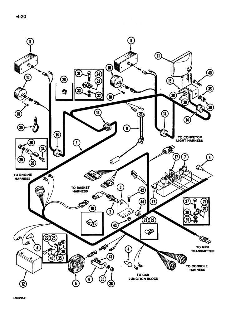 Схема запчастей Case IH 1822 - (4-20) - REAR HARNESS (06) - ELECTRICAL SYSTEMS