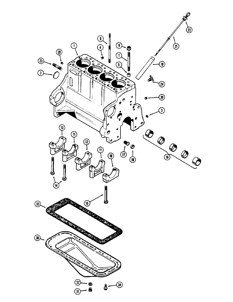 Схема запчастей Case IH 1150 - (118) - CYLINDER BLOCK ASSEMBLY, 188 DIESEL ENGINE, FOR WIDE FLANGED SLEEVES, FIRST USED ENGINE S.N. 2614827 (10) - ENGINE