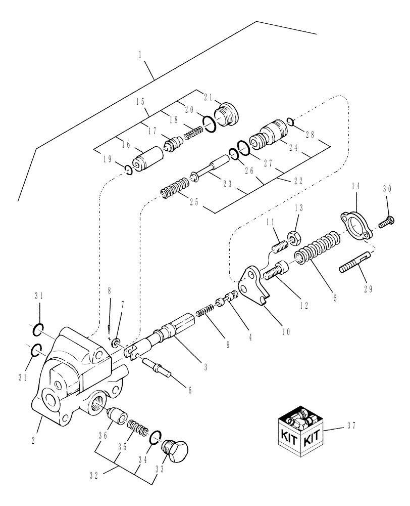 Схема запчастей Case IH DX29 - (07.08) - HPL CONTROL VALVE - SBA340016350 (07) - HYDRAULIC SYSTEM