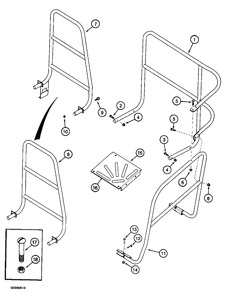 Схема запчастей Case IH 2055 - (9F-23A) - HANDRAILS (12) - CHASSIS