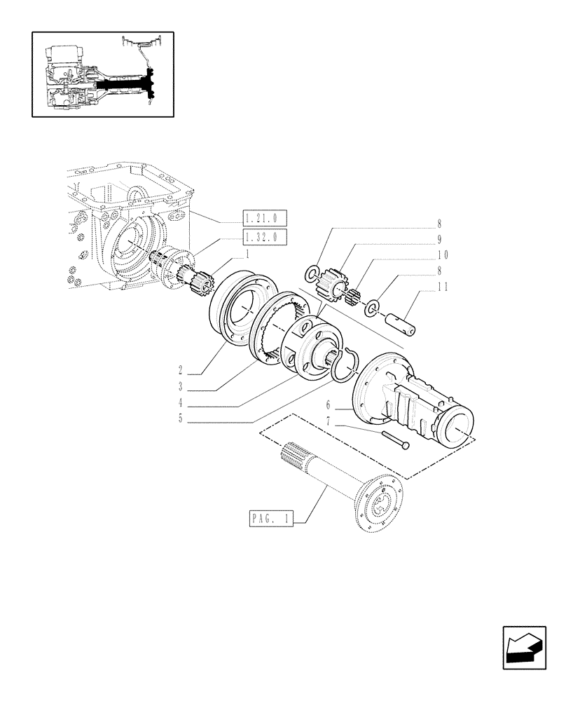 Схема запчастей Case IH JX1060C - (1.48.1[04]) - FINAL DRIVE, GEARS AND SHAFTS (05) - REAR AXLE